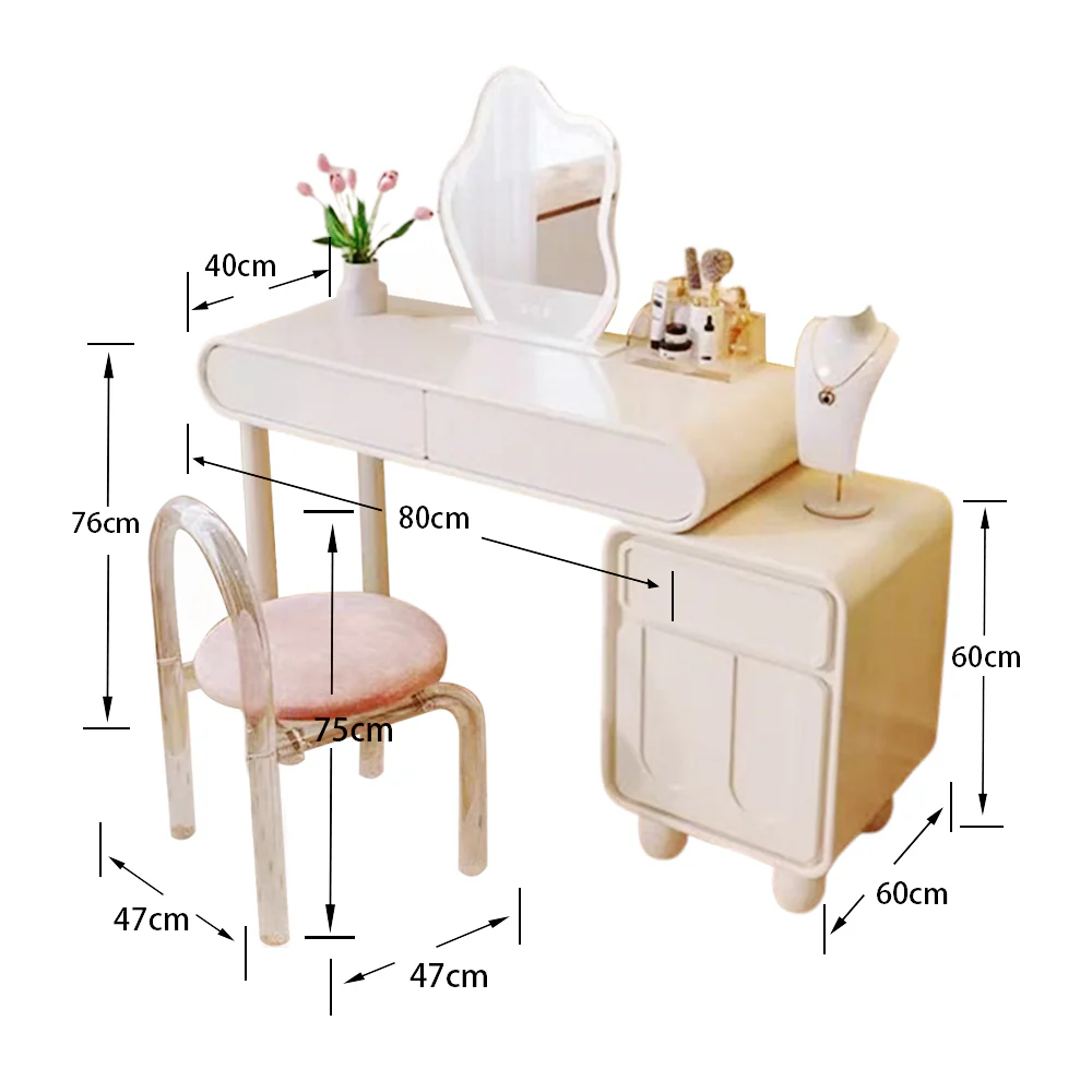 LUXORA DR1092 80/100/120cm Minimalist Solid Wood Dressing Table - Image 6
