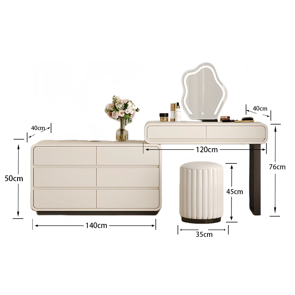 LUXORA DR1093 100/120cm Minimalist Solid Wood Dressing Table - Image 5