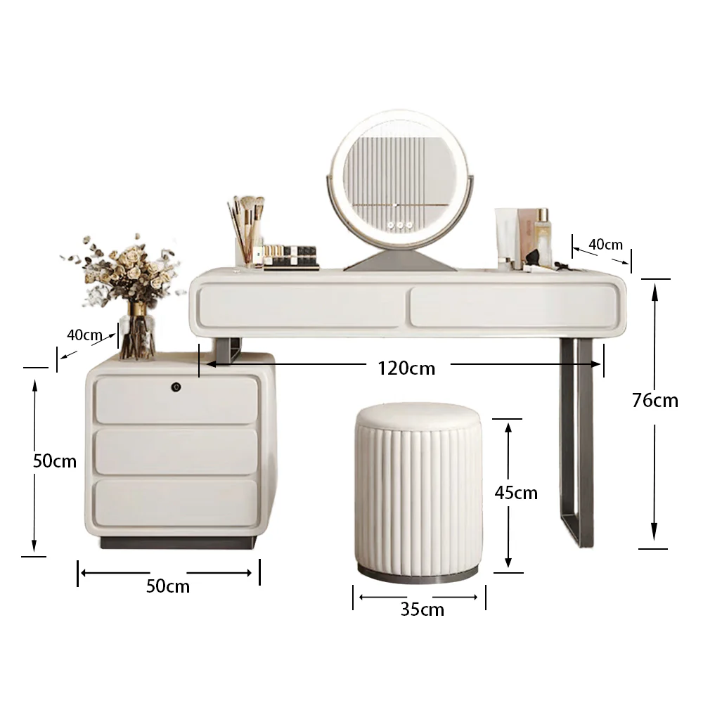 LUXORA DR1094 80/100/120cm Minimalist Solid Wood Dressing Table - Image 7