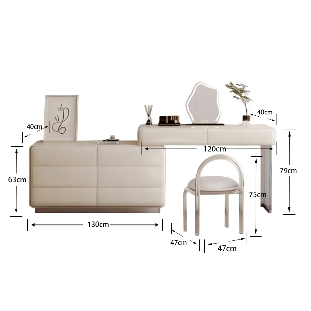 LUXORA DR1098 100/120cm Minimalist Solid Wood Dressing Table - Image 6