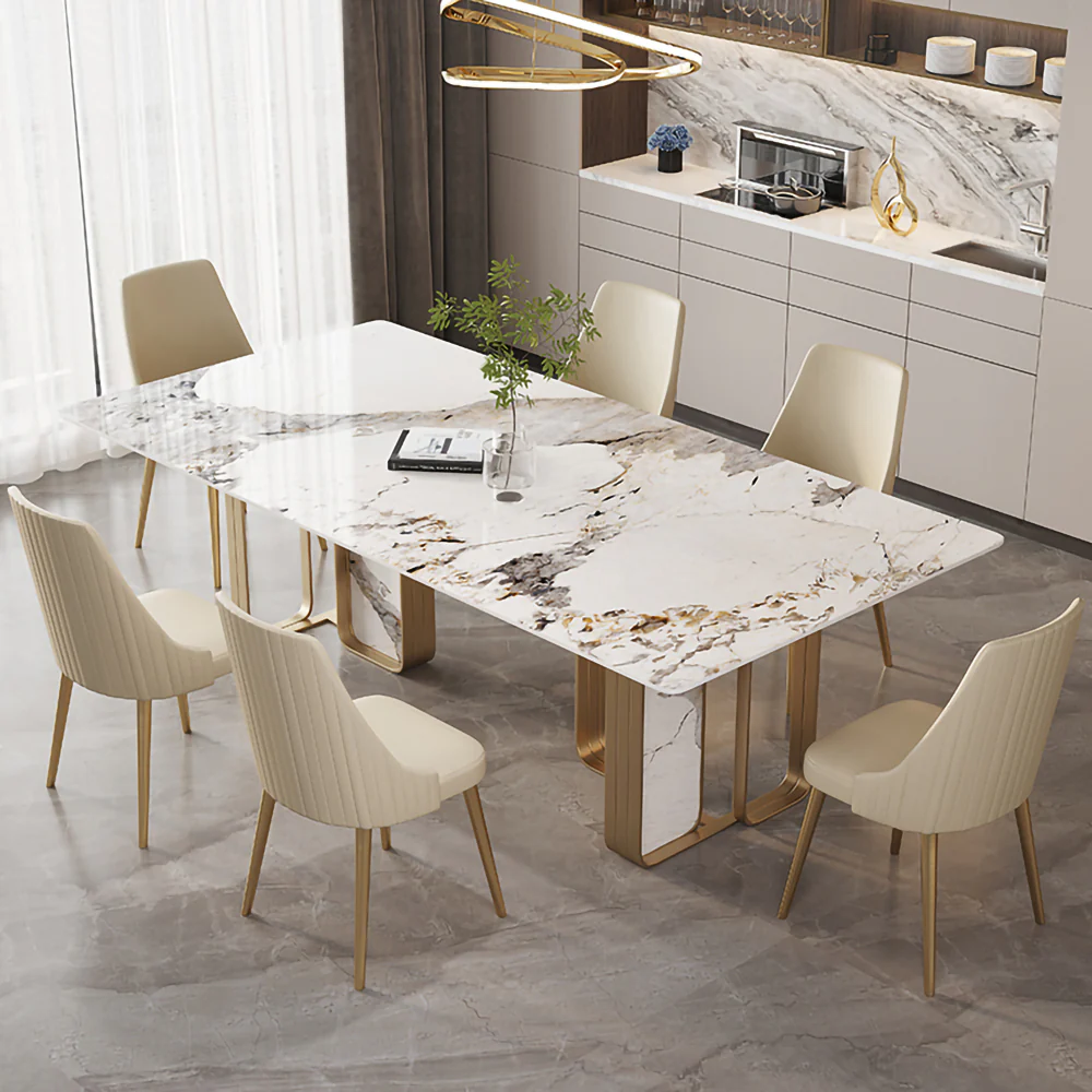 LUXORA DT1070 Light Luxury Style 140-160-180cm Sintered Stone Dining Table - Image 4