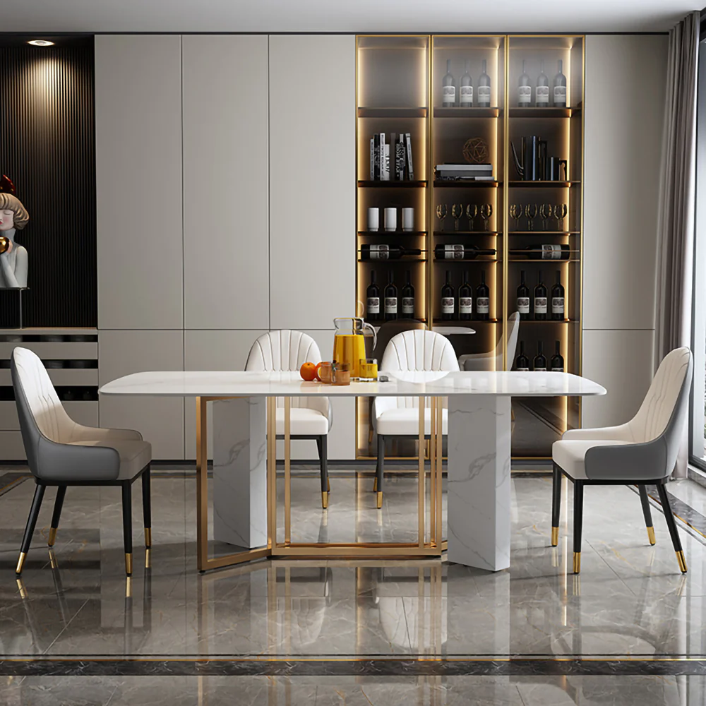 LUXORA DT1077 Light Luxury Style 130-140-160-180cm Sintered Stone Dining Table - Image 2