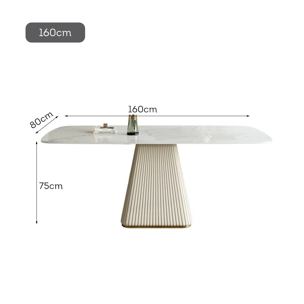 LUXORA DT1100 140/160/180cm Length Sintered Stone Tabletop Dining Table Carbon Steel Legs - Image 7