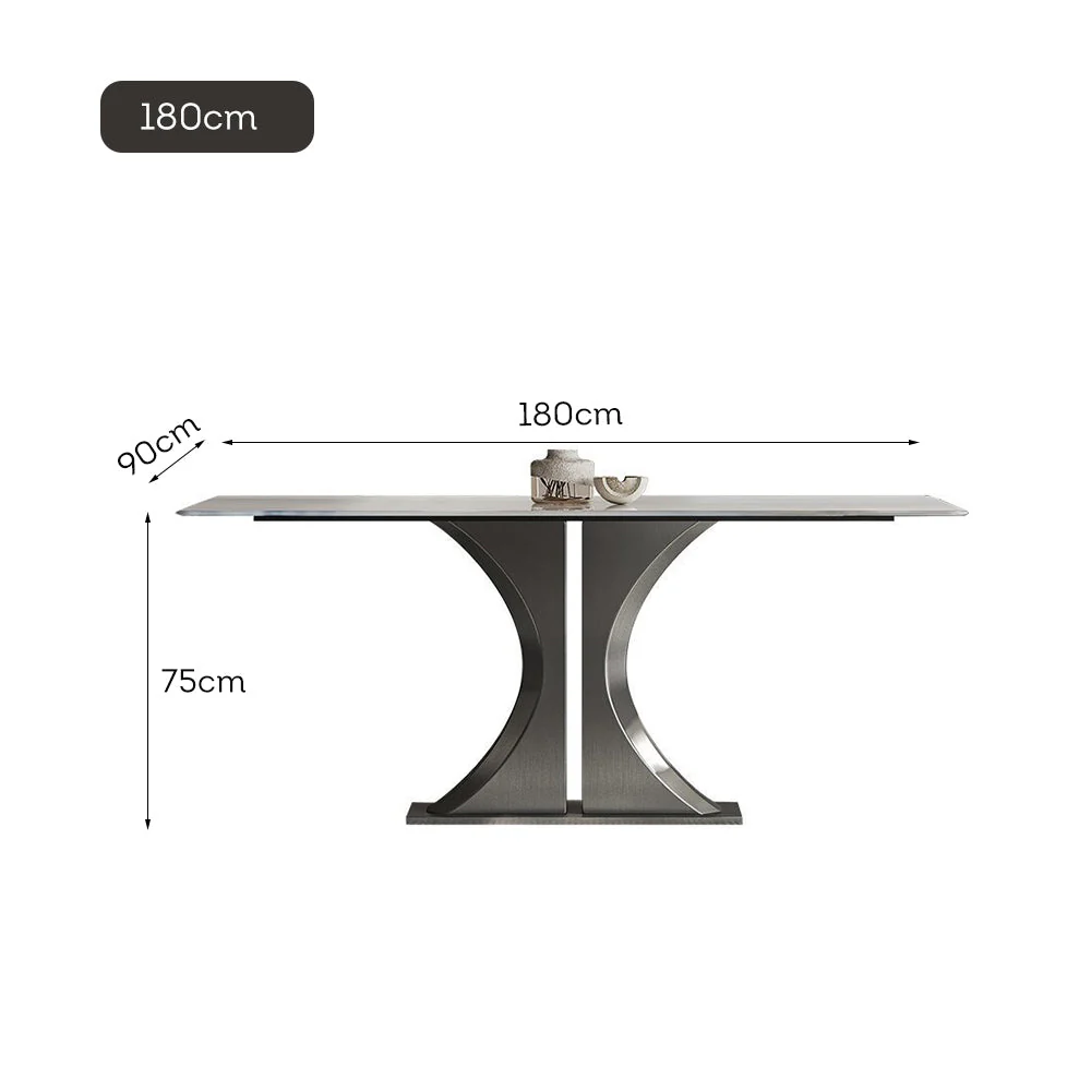 LUXORA DT1110 140/160/180cm Length Sintered Stone Tabletop Dining Table Stainless Steel Frame - Image 7