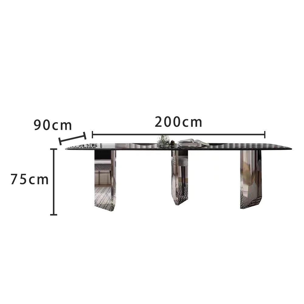 LUXORA DT1157 Minimalist Style 160-180-200cm Tempered Glass Dining Table - Image 7