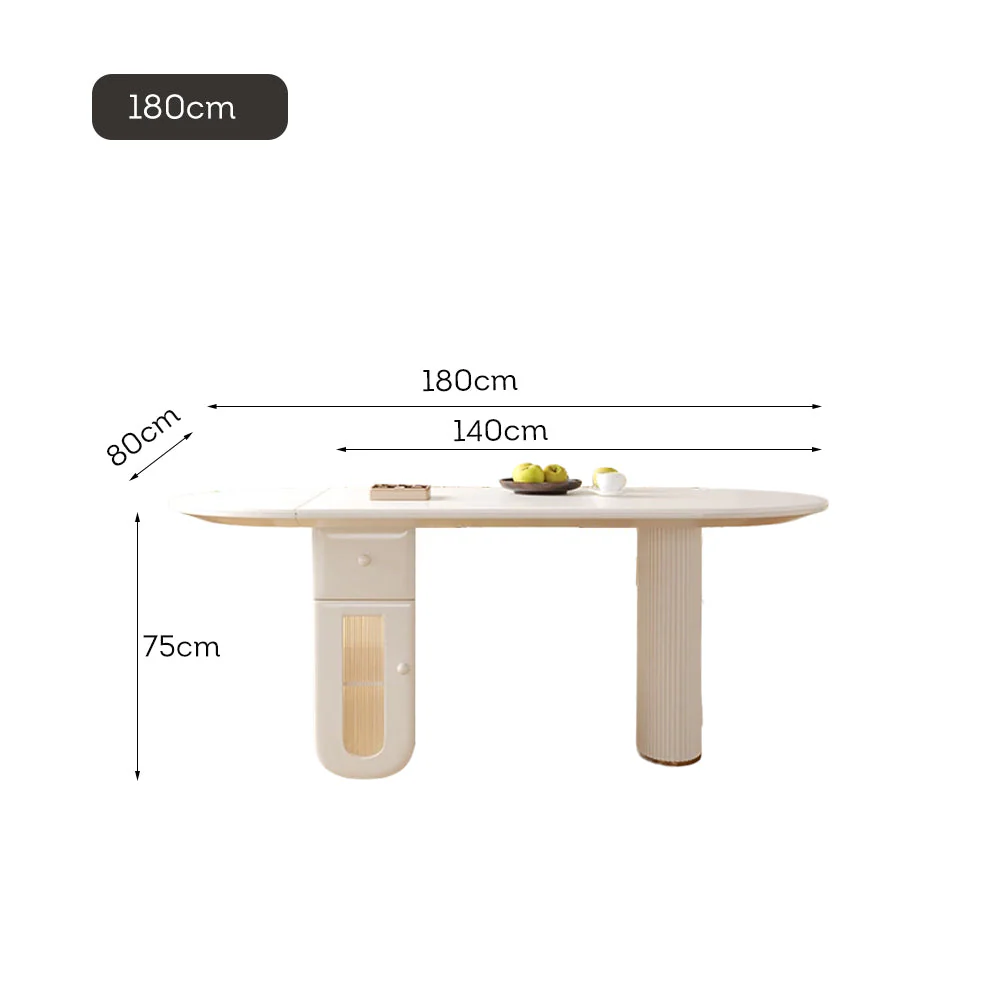 LUXORA DT1212 160/180/200cm Length Sintered Stone Tabletop Dining Table Half-folding Tabletop - Image 6