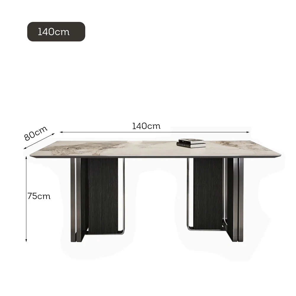 LUXORA DT1222 140/160/180cm Length Sintered Stone Tabletop Dining Table Carbon Steel Legs - Image 5
