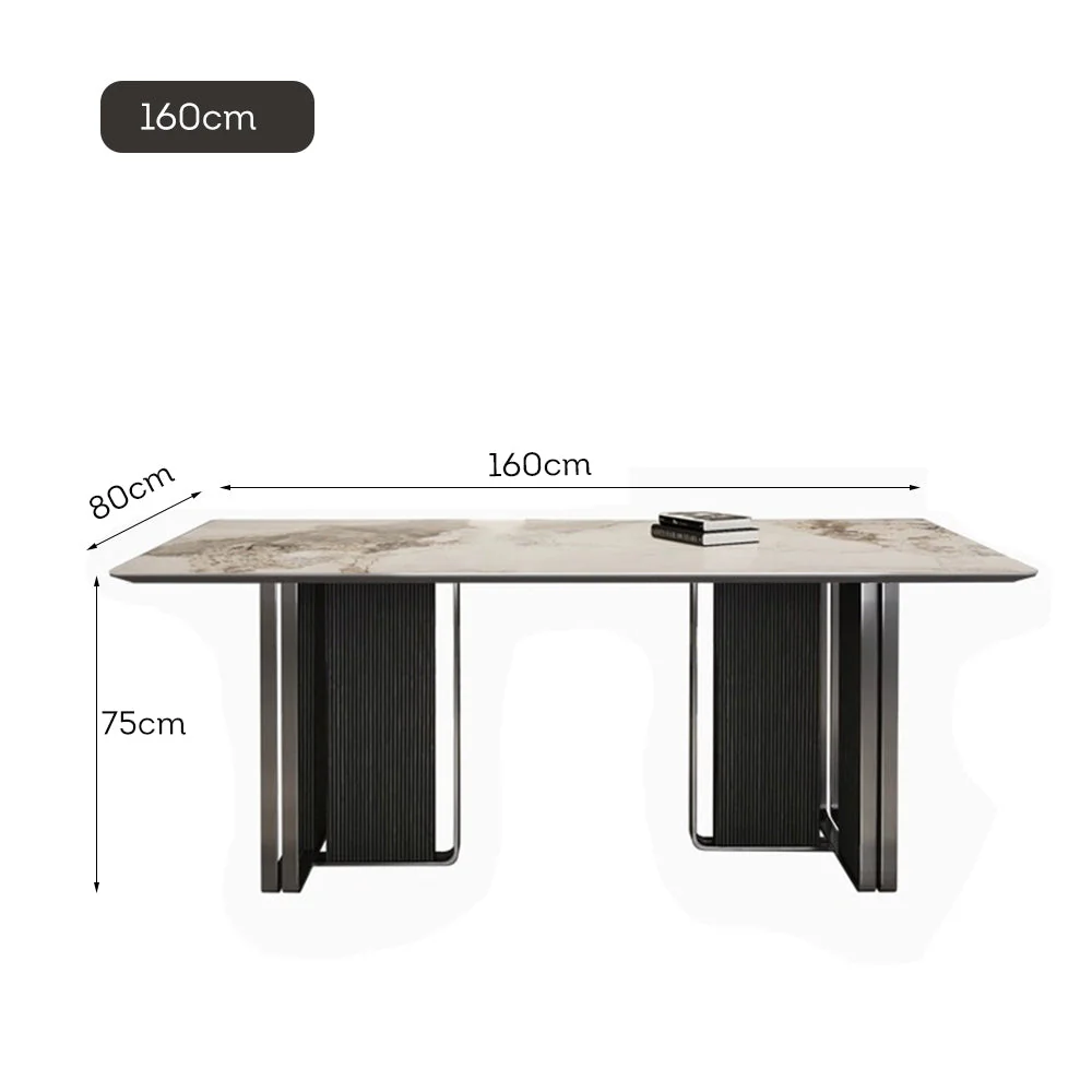 LUXORA DT1222 140/160/180cm Length Sintered Stone Tabletop Dining Table Carbon Steel Legs - Image 6