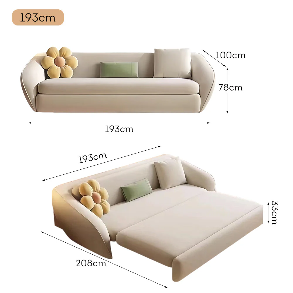 LUXORA FC1047 163/193/223cm Lengrh Sofa Bed Carbon Steel Frame - Image 6
