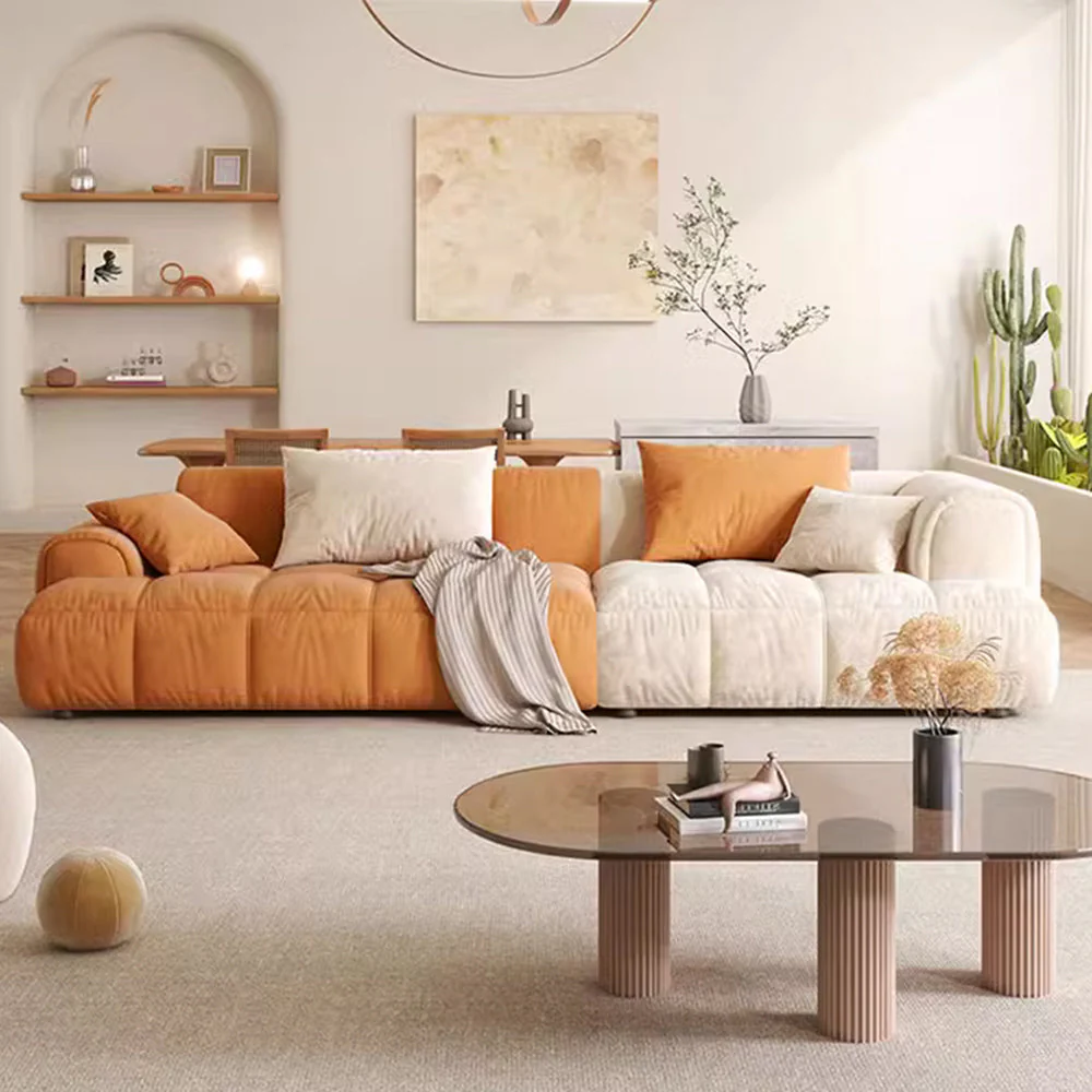 LUXORA S1002 210cm Length Faux Suede Fabric Sofa Solid Wood Frame - Image 2