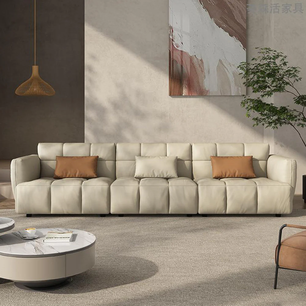 LUXORA S1030 230cm Length  Microfiber Leather Fabric Sofa Solid Wood Frame - Image 2