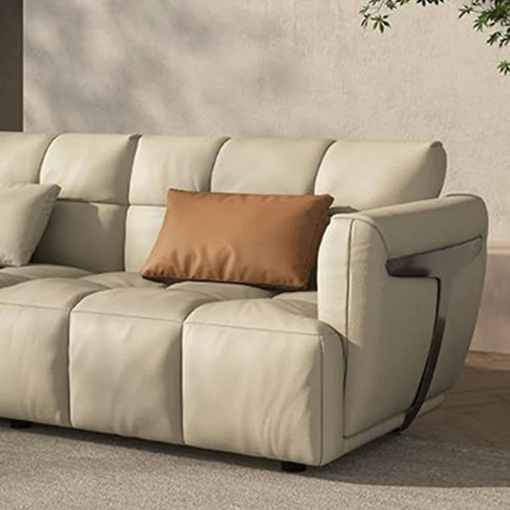 LUXORA S1030 230cm Length  Microfiber Leather Fabric Sofa Solid Wood Frame - Image 4