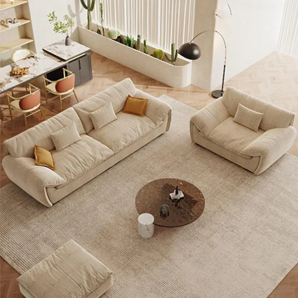 LUXORA S1056 180/220cm Length Faux Suede Fabric Sofa Solid Wood Frame - Image 2