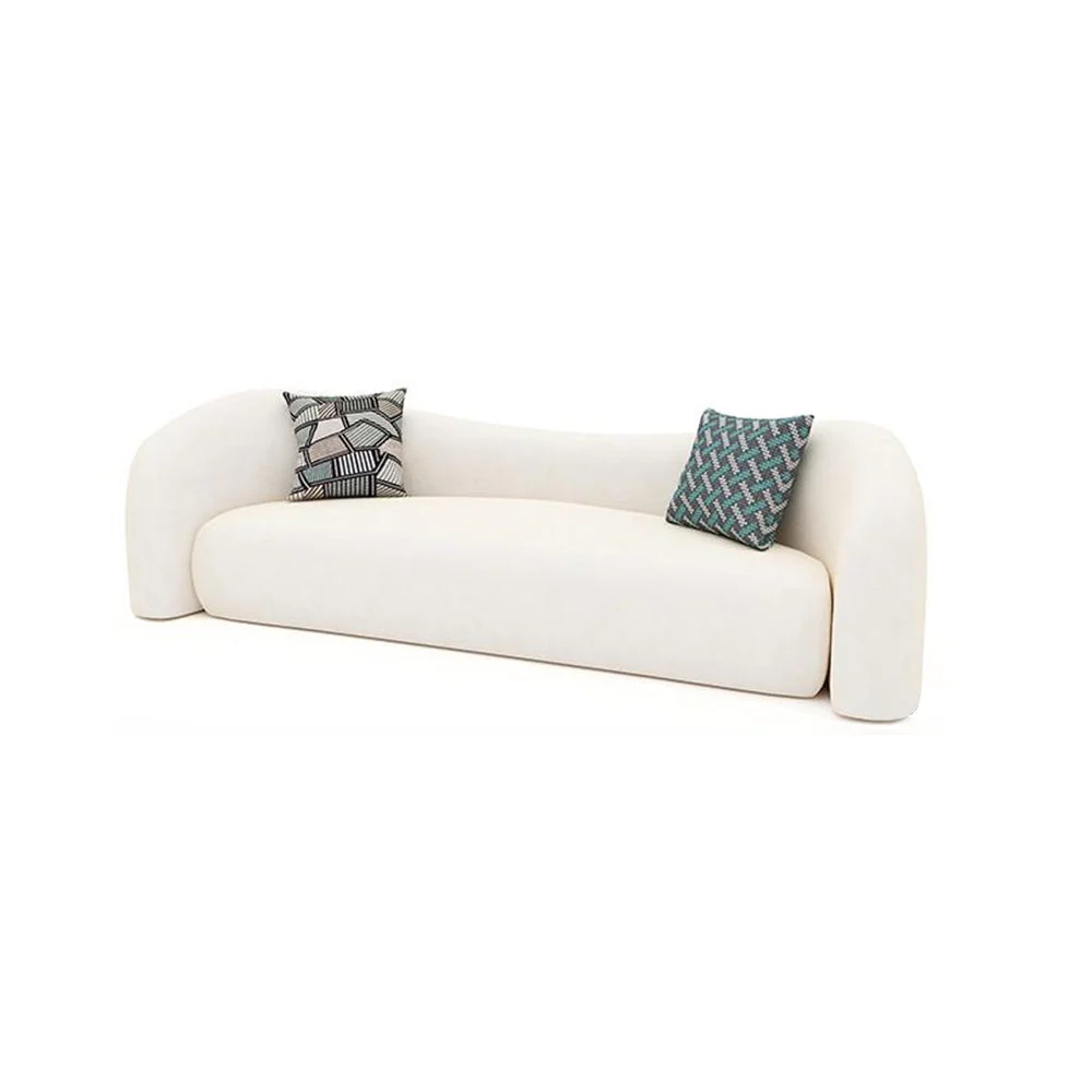 LUXORA S1137 200cm Length Teddy Fleece Fabric Sofa Solid Wood Frame