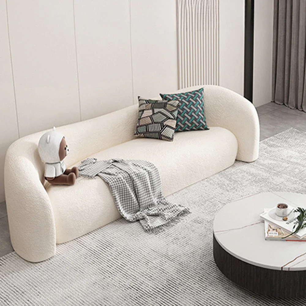 LUXORA S1137 200cm Length Teddy Fleece Fabric Sofa Solid Wood Frame - Image 3