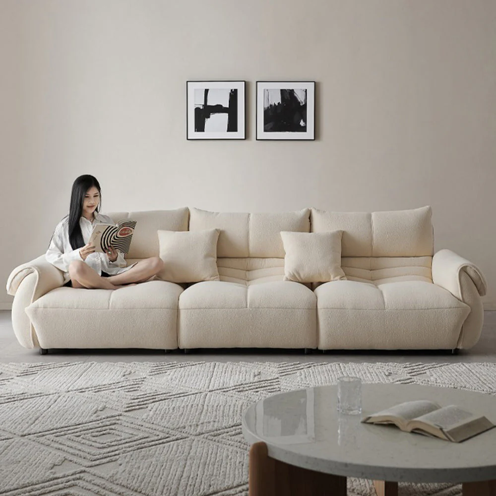 LUXORA S1194 215cm Length Microfiber Leather Fabric Sofa Solid Wood Frame - Image 3