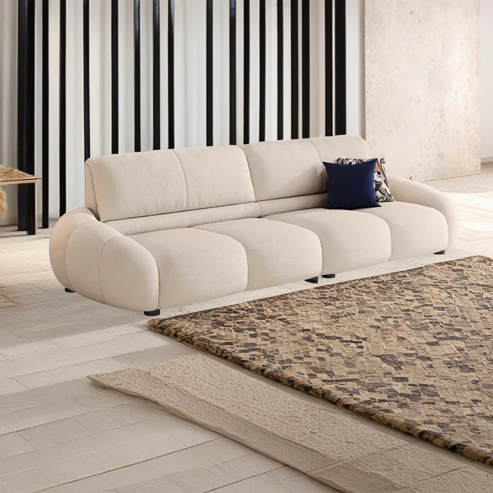 LUXORA S1200 170/210cm Length Microfiber Leather Fabric Sofa Solid Wood Frame - Image 2