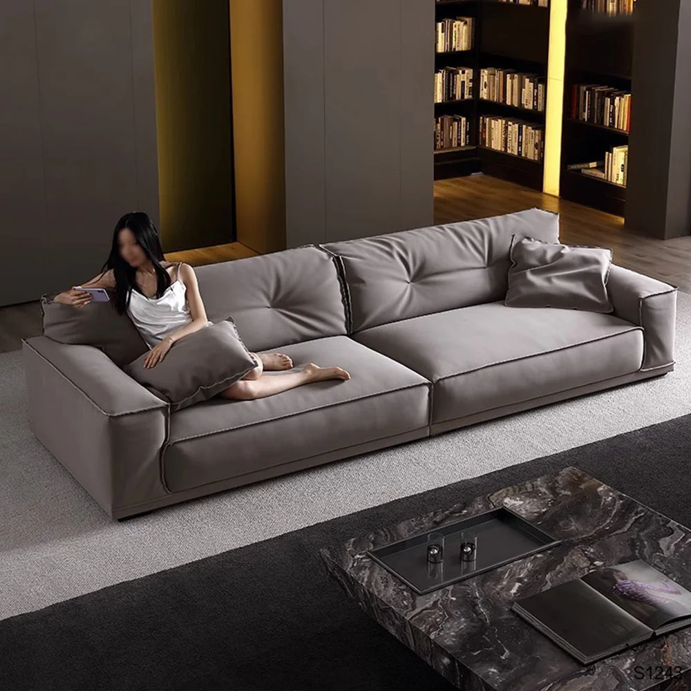 LUXORA S1243 220cm Length Microfiber Leather Fabric Sofa Solid Wood Frame - Image 4