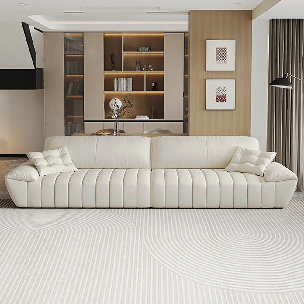 LUXORA S1255 225cm Length Microfiber Leather Fabric Sofa Solid Wood Frame - Image 3