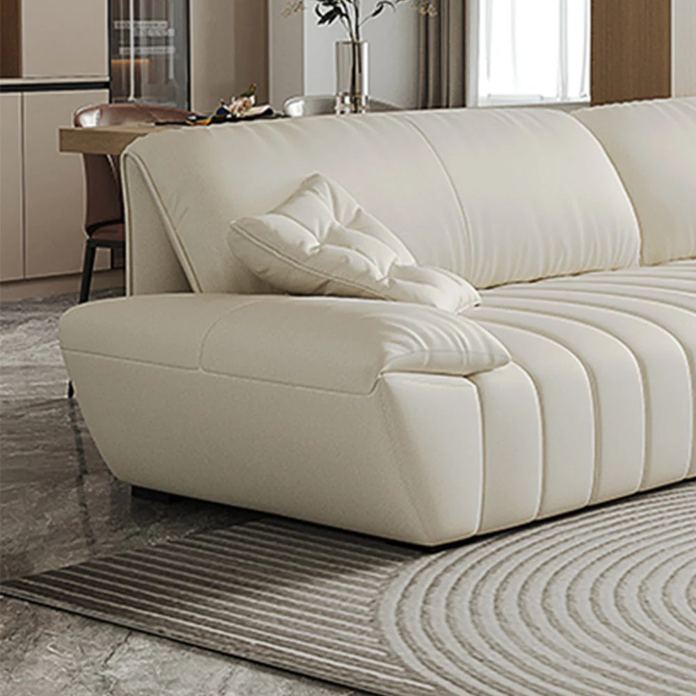 LUXORA S1255 225cm Length Microfiber Leather Fabric Sofa Solid Wood Frame - Image 4
