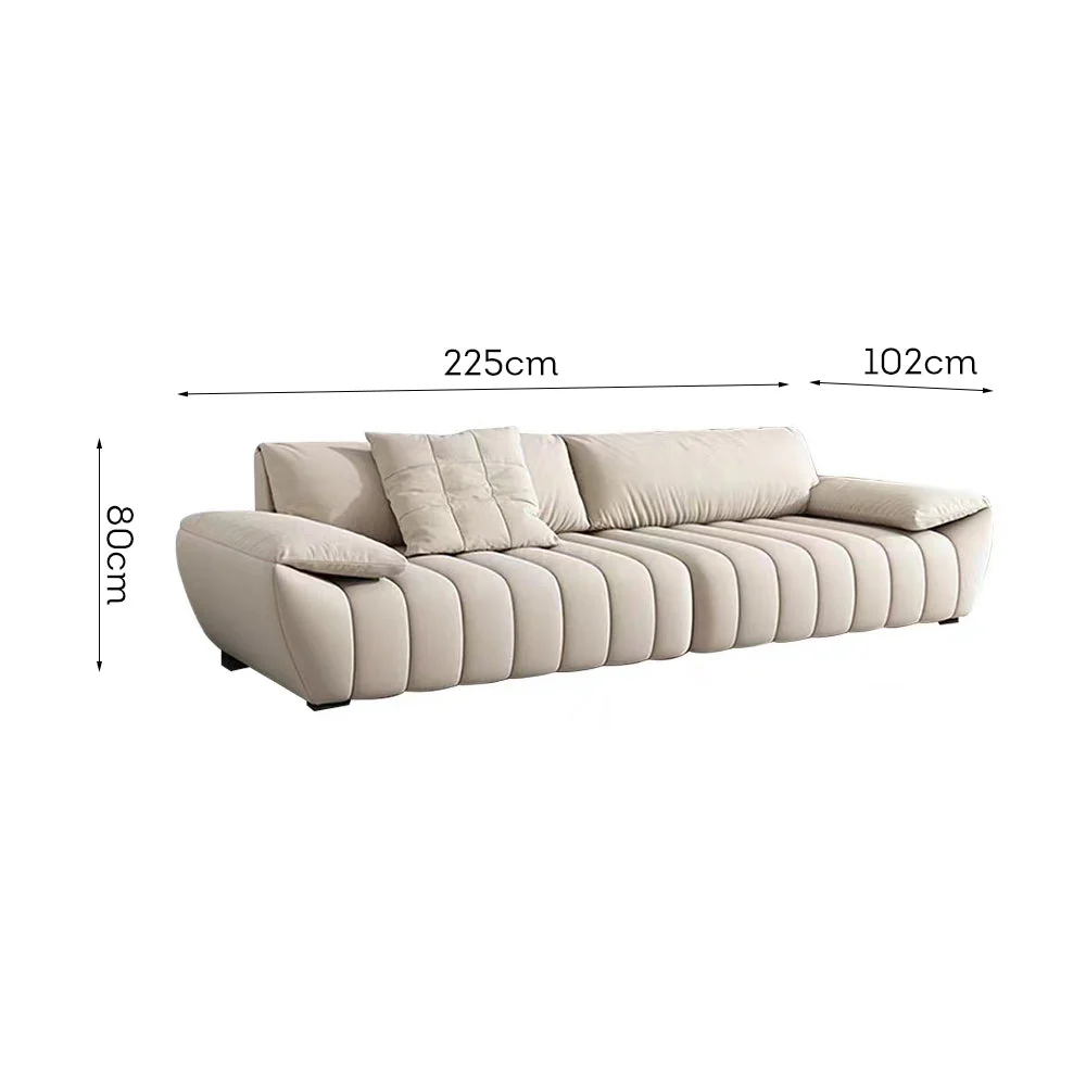 LUXORA S1255 225cm Length Microfiber Leather Fabric Sofa Solid Wood Frame - Image 5