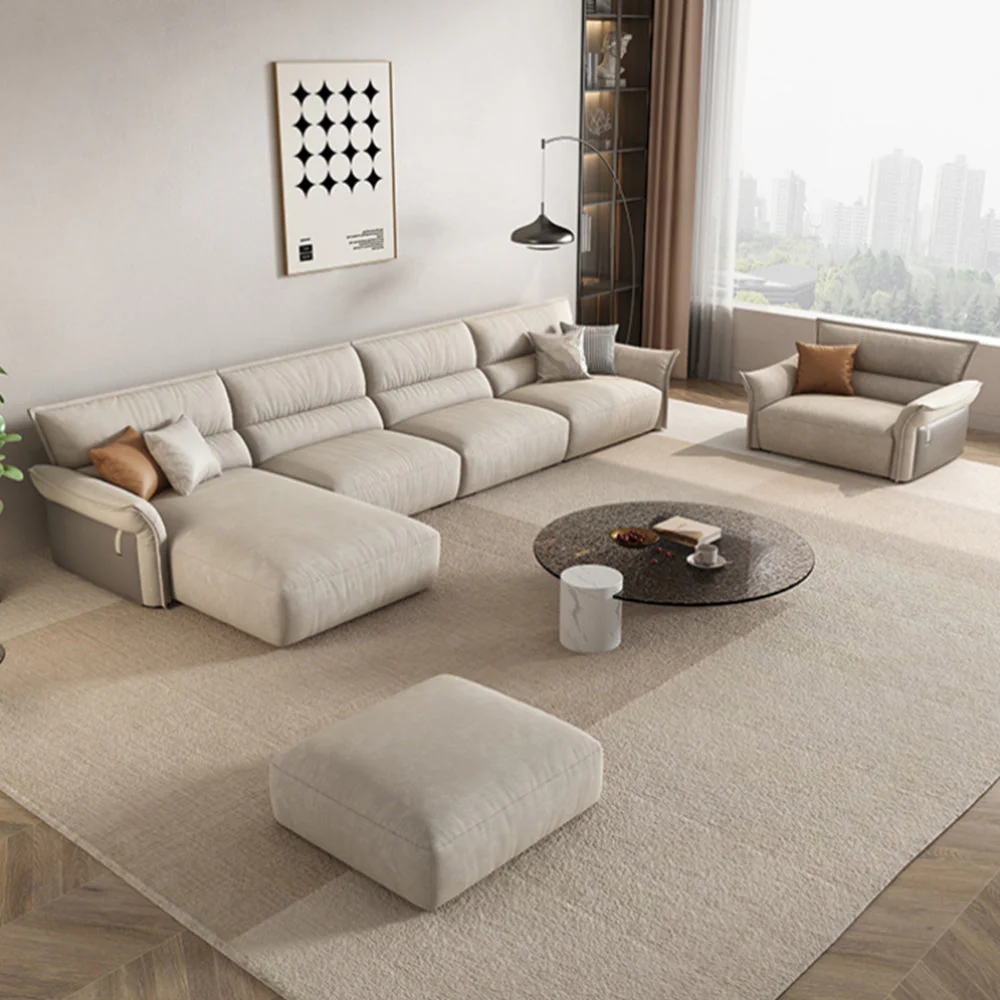 LUXORA S1276 285CM Length Microfiber Leather Fabric Sofa Solid Wood Frame - Image 2