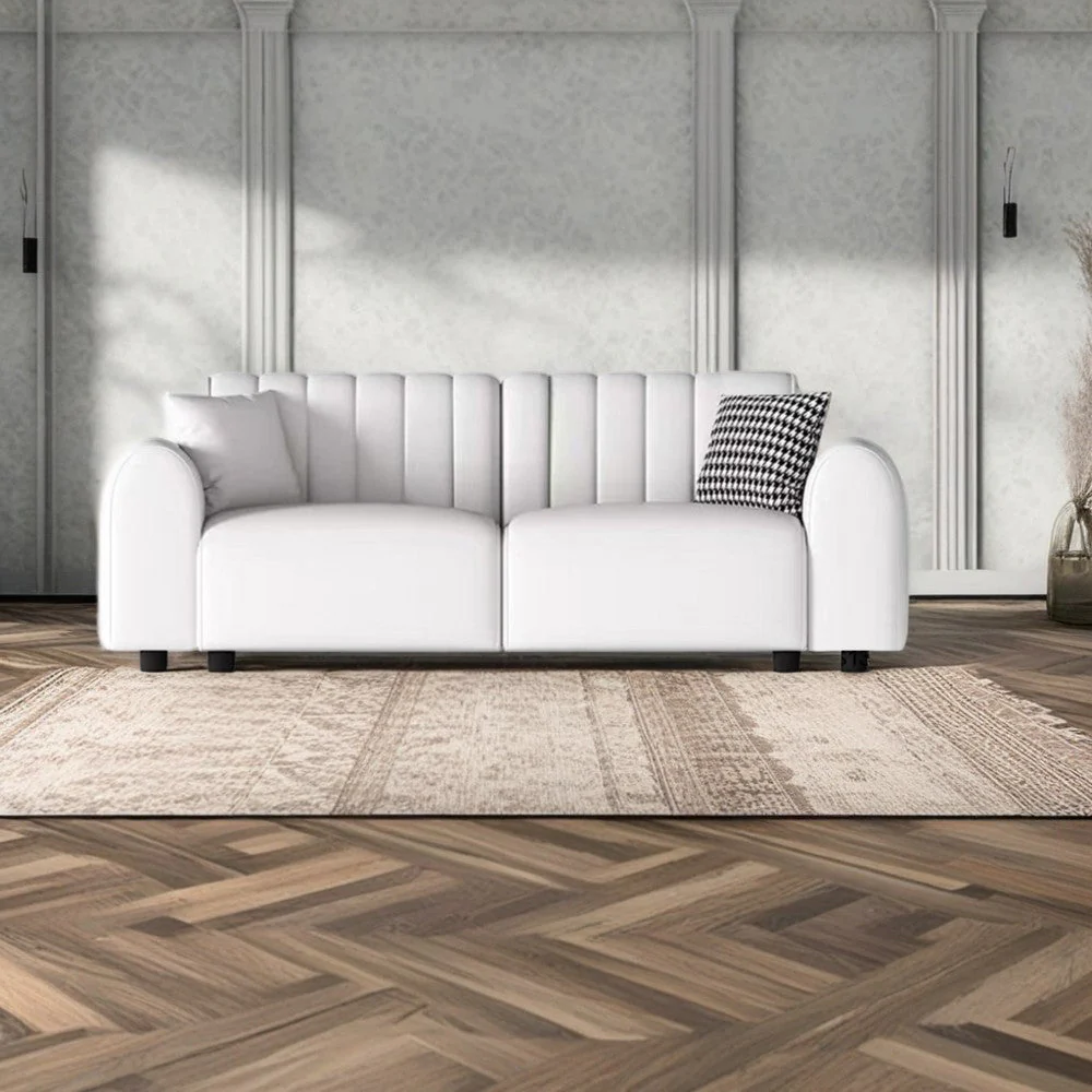 LUXORA S1302 190/250cm Length Microfiber Leather Fabric Sofa Solid Wood Frame - Image 2