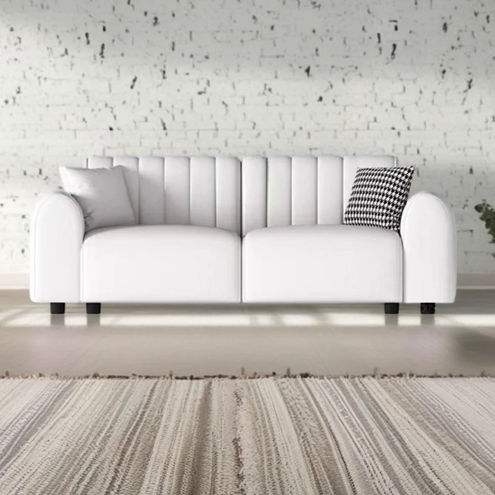 LUXORA S1302 190/250cm Length Microfiber Leather Fabric Sofa Solid Wood Frame - Image 3