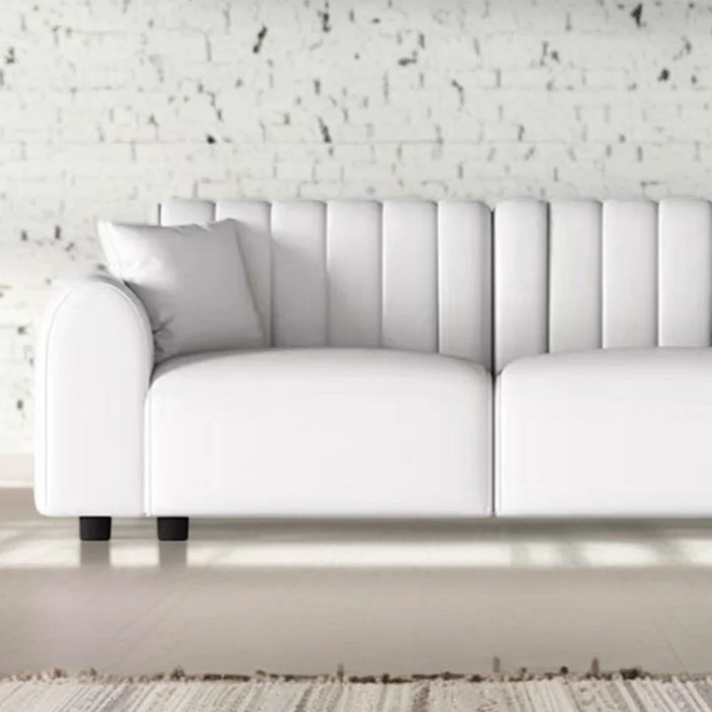 LUXORA S1302 190/250cm Length Microfiber Leather Fabric Sofa Solid Wood Frame - Image 4