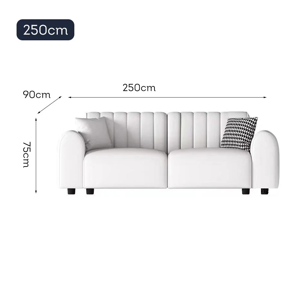 LUXORA S1302 190/250cm Length Microfiber Leather Fabric Sofa Solid Wood Frame - Image 6
