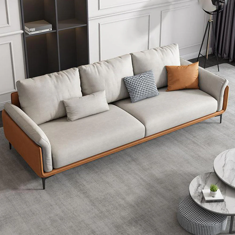 LUXORA S1313 210CM Length Microfiber Leather Fabric Sofa Solid Wood Frame - Image 3