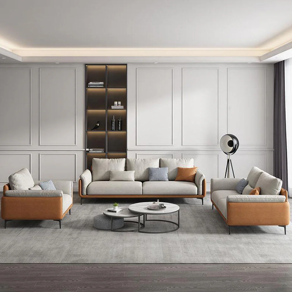 LUXORA S1313 210CM Length Microfiber Leather Fabric Sofa Solid Wood Frame - Image 4