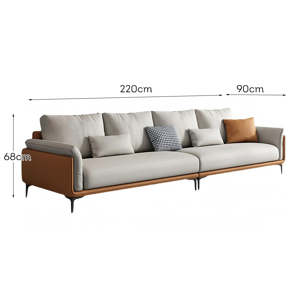 LUXORA S1313 210CM Length Microfiber Leather Fabric Sofa Solid Wood Frame - Image 5