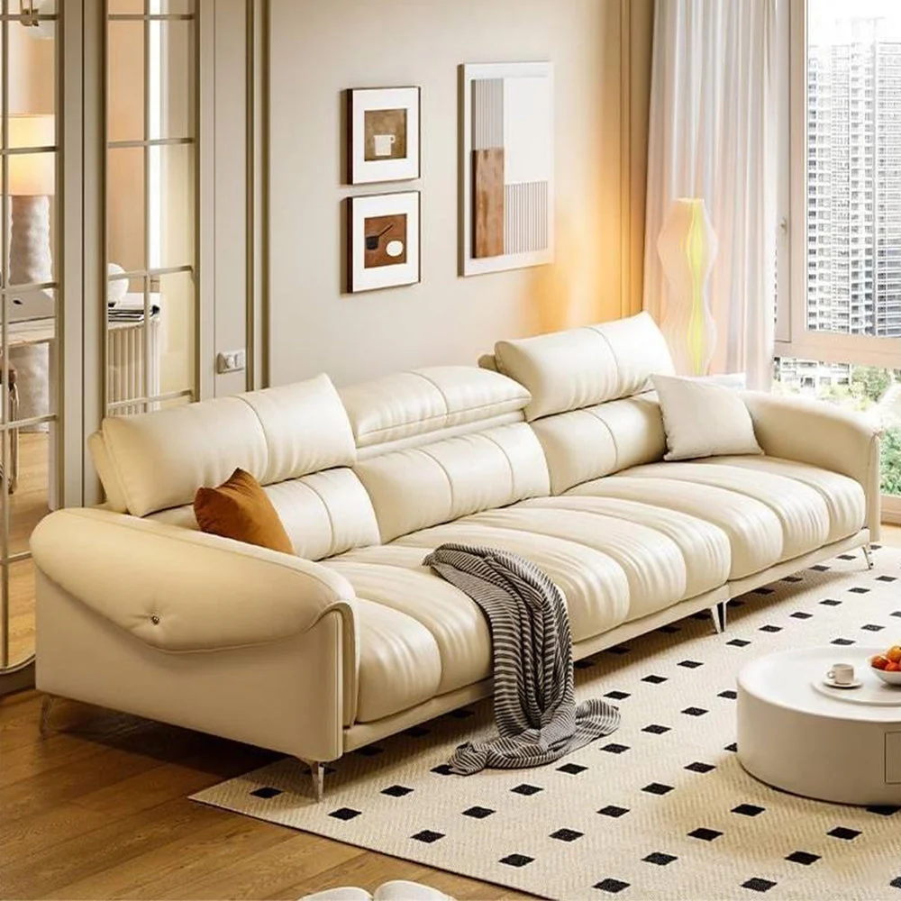 LUXORA S1331 250/280cm Length Microfiber Leather Fabric Sofa Solid Wood Frame - Image 2