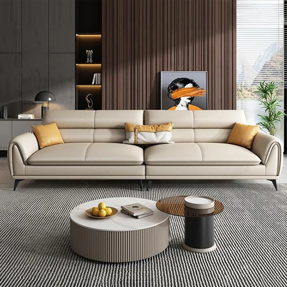 LUXORA S1341 170/210cm Length Microfiber Leather Fabric Sofa Solid Wood Frame - Image 3