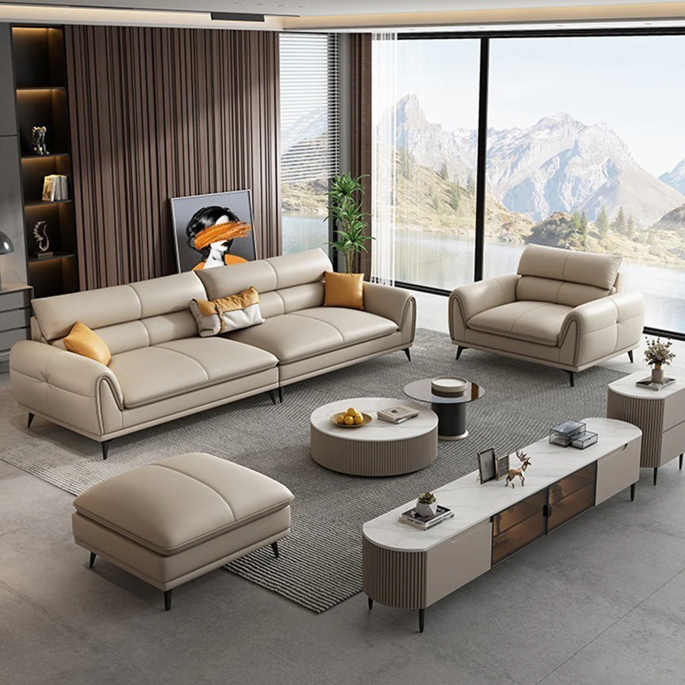 LUXORA S1341 170/210cm Length Microfiber Leather Fabric Sofa Solid Wood Frame - Image 4