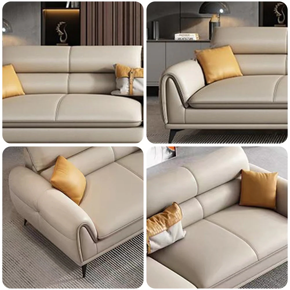 LUXORA S1341 170/210cm Length Microfiber Leather Fabric Sofa Solid Wood Frame - Image 5