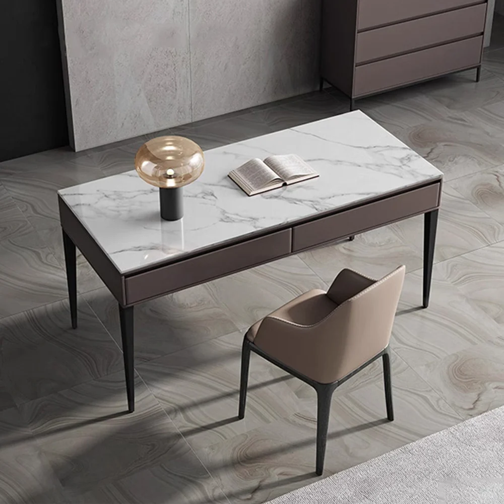 LUXORA WD1003 120/140/160cm Length Office Desk With Drawer Sintered Stone Tabletop - Image 2