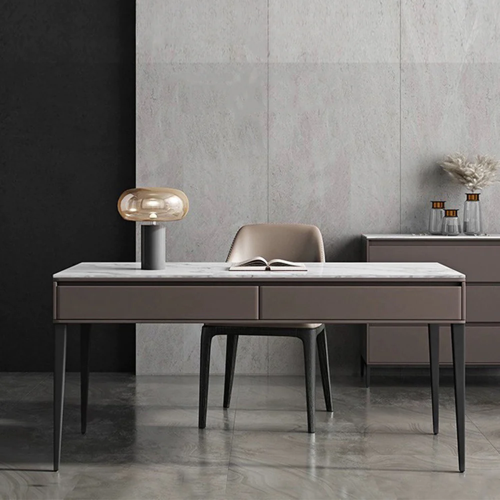 LUXORA WD1003 120/140/160cm Length Office Desk With Drawer Sintered Stone Tabletop - Image 3