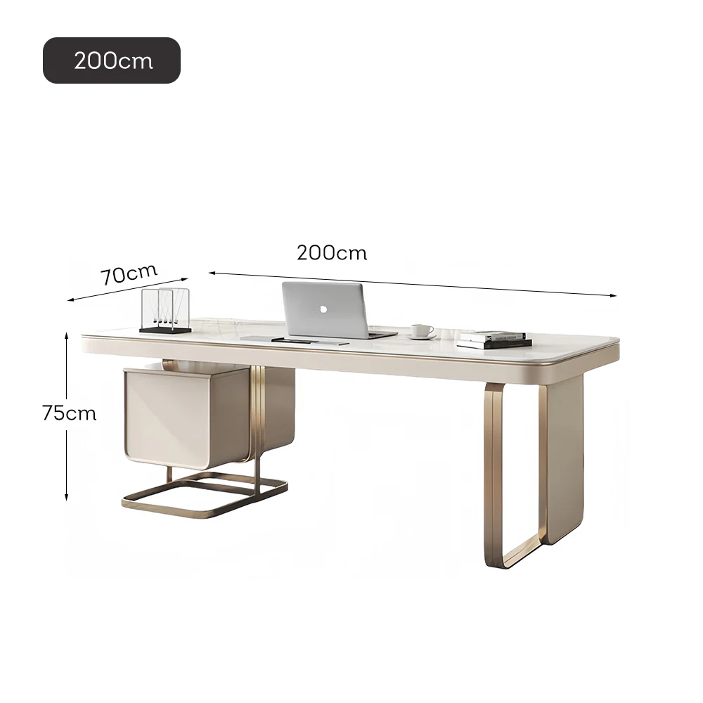 LUXORA WD1017 140/160/180/200cm Length Office Desk Sintered Stone Tabletop - Image 8