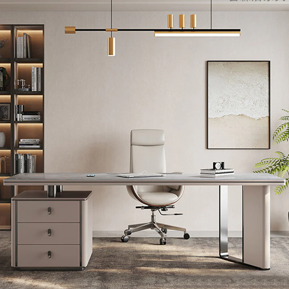 LUXORA WD1037 140/160/180cm Length Office Desk 6mm Thick Sintered Stone Tabletop - Image 2