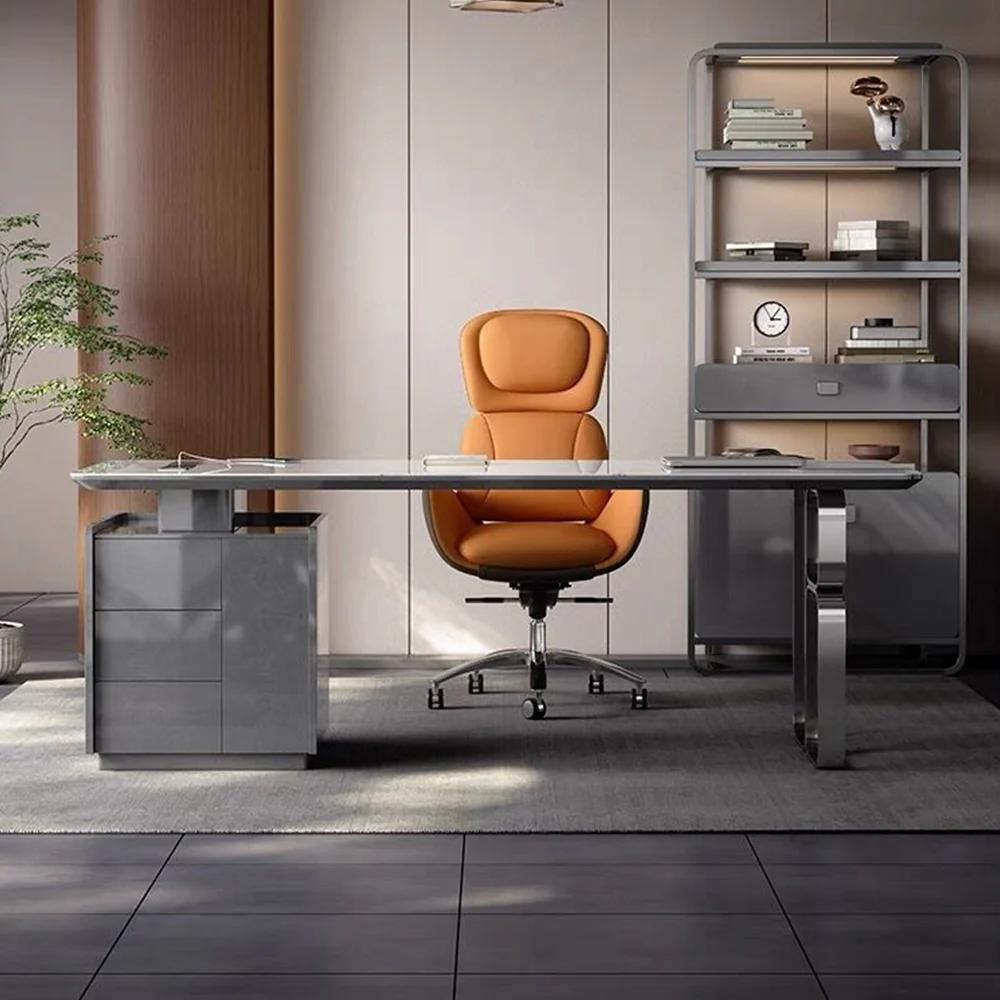 LUXORA WD1038 140/180cm Length Office Desk 6mm Thick Sintered Stone Tabletop - Image 3