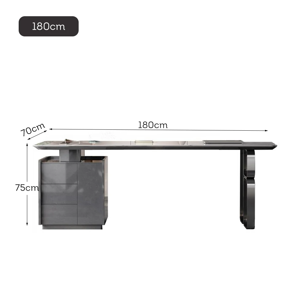 LUXORA WD1038 140/180cm Length Office Desk 6mm Thick Sintered Stone Tabletop - Image 6