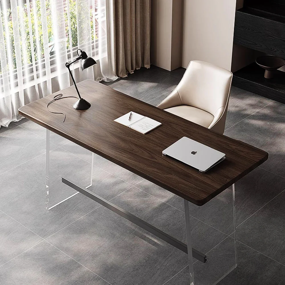 LUXORA WD1040 120/140/160cm Minimalist Style Black Walnut Solid Wood Desk - Image 2