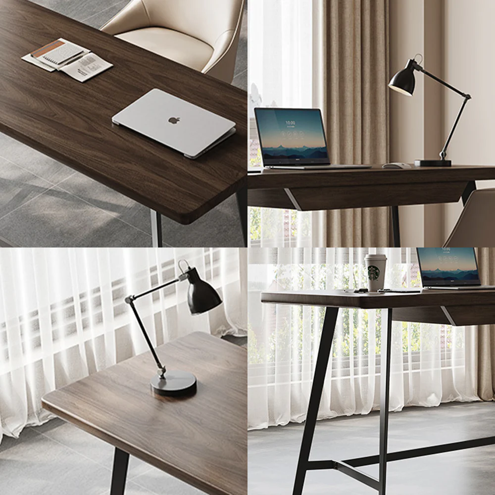LUXORA WD1049 120/140/160CM Minimalist Style Black Walnut Solid Wood Desk - Image 4