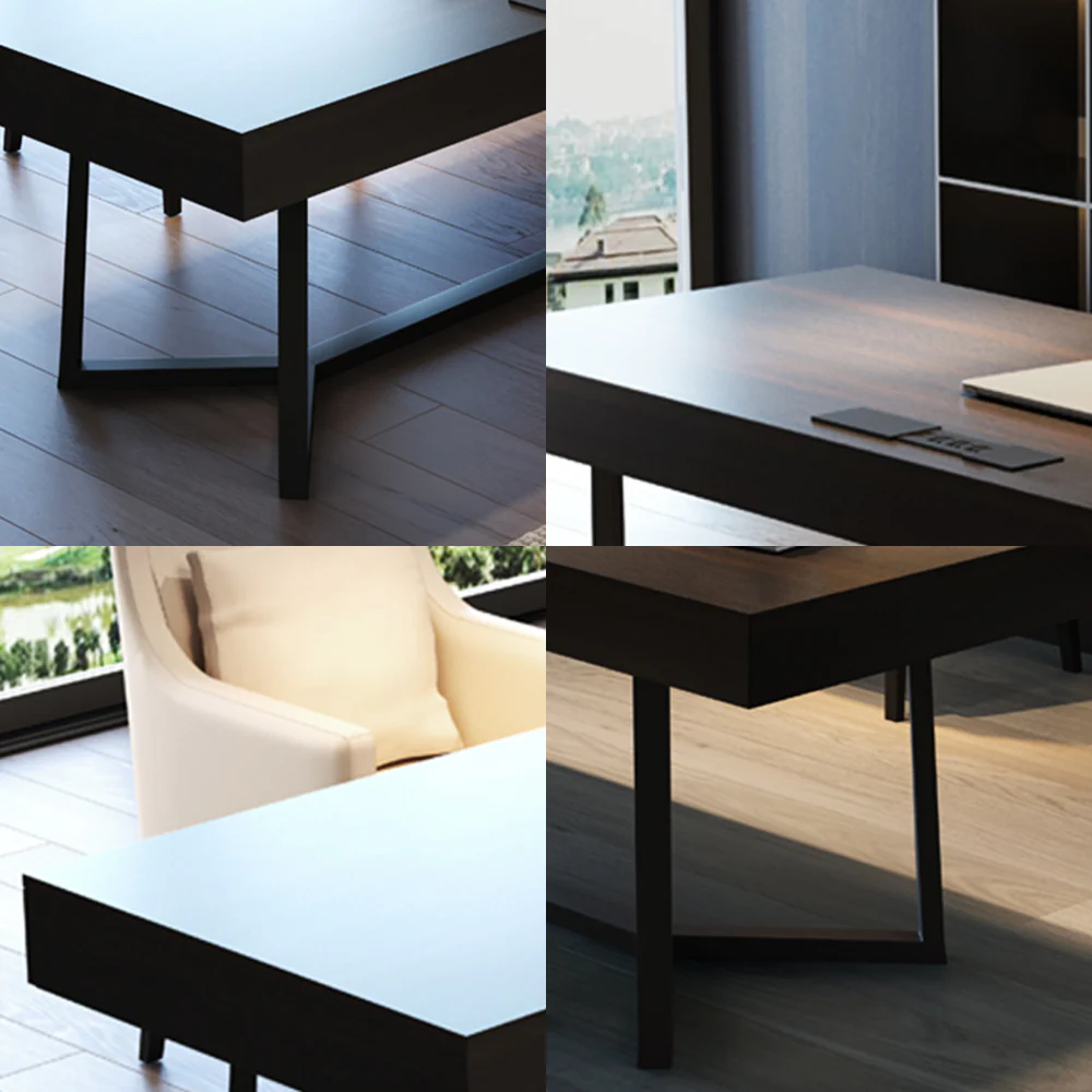 LUXORA WD1050 140/160/180/200cm Light Luxury Style Smoked-Colored Solid Wood Desk - Image 4