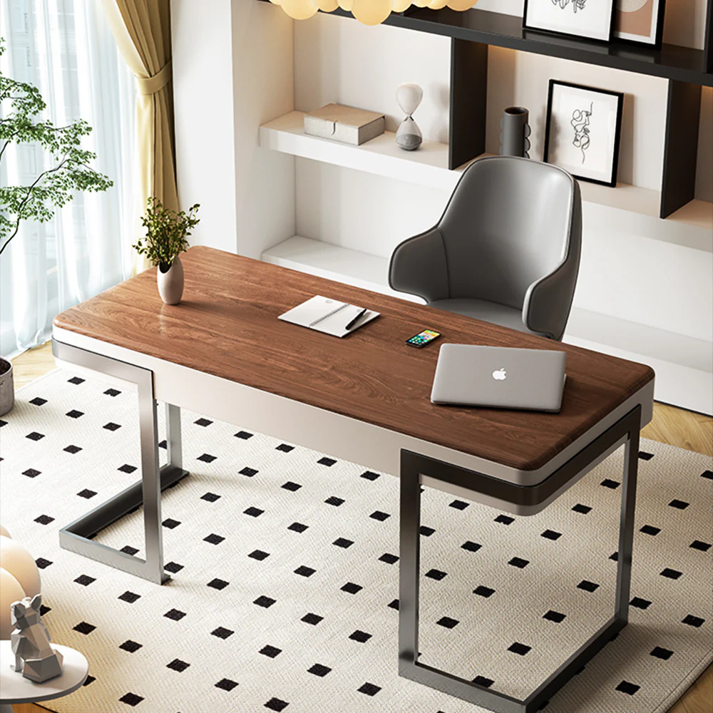 LUXORA WD1053 100/120/140/160CM Minimalist Style Walnut-Colored Desk - Image 3