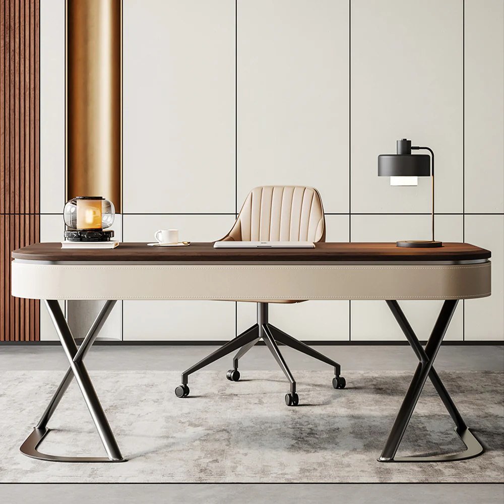 LUXORA WD1054 140/160/180cm Light Luxury Style Solid Wood Desk - Image 3
