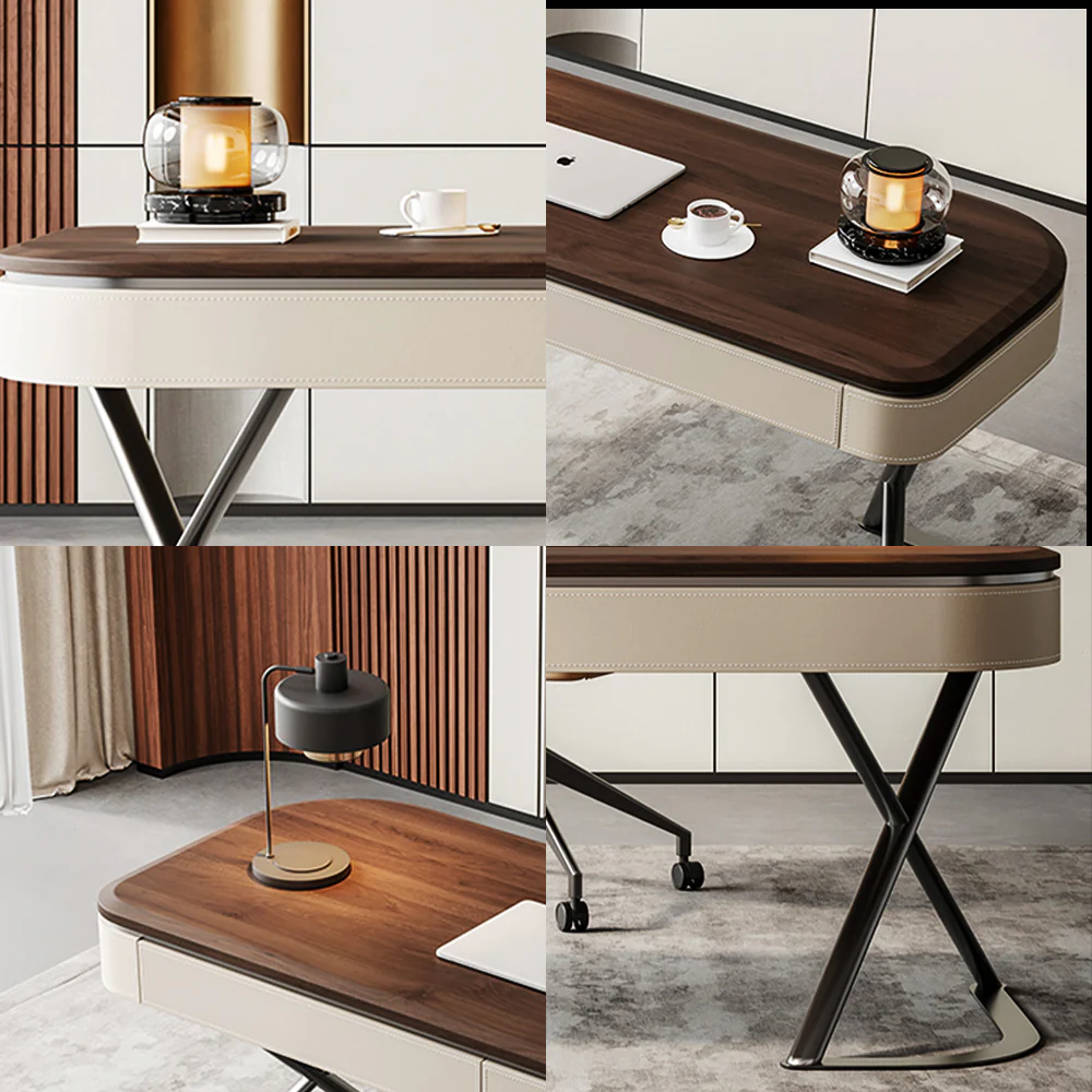 LUXORA WD1054 140/160/180cm Light Luxury Style Solid Wood Desk - Image 4