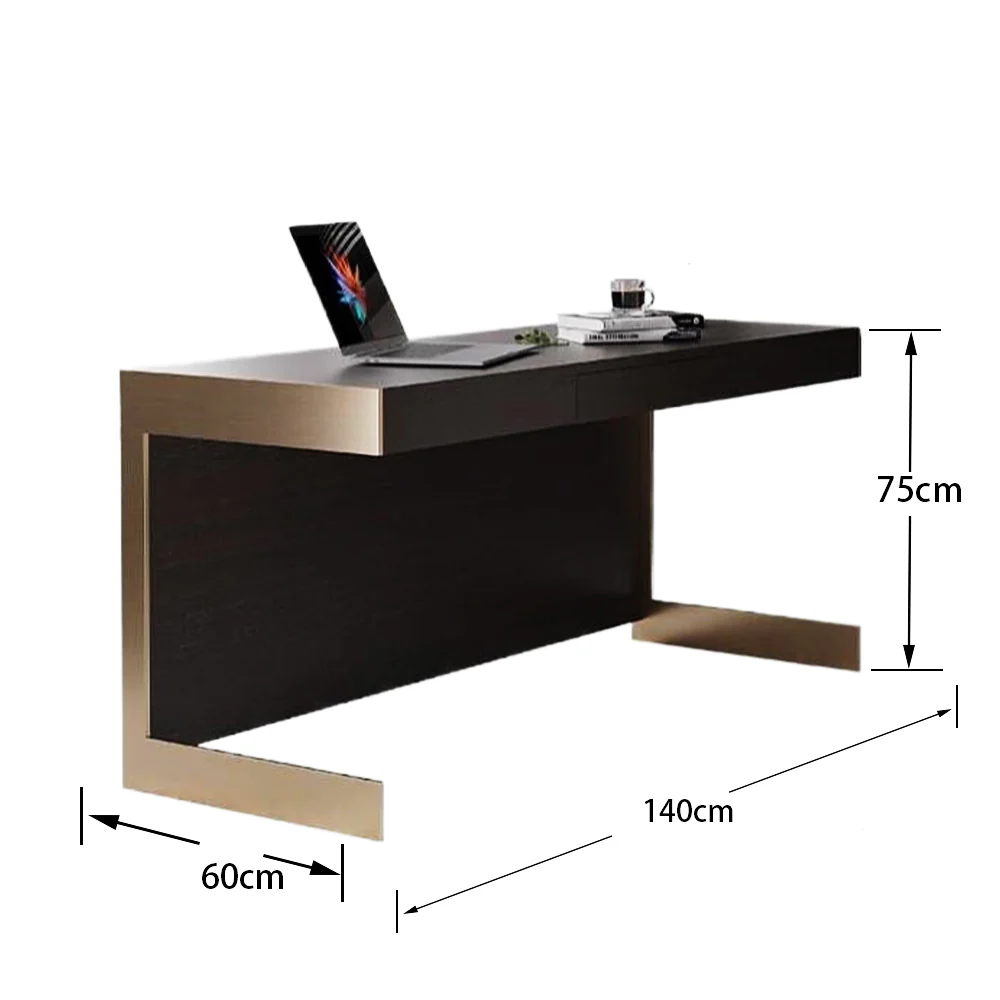 LUXORA WD1057 140/160cm Light Luxury Style Smoked-Colored Solid Wood Desk - Image 6